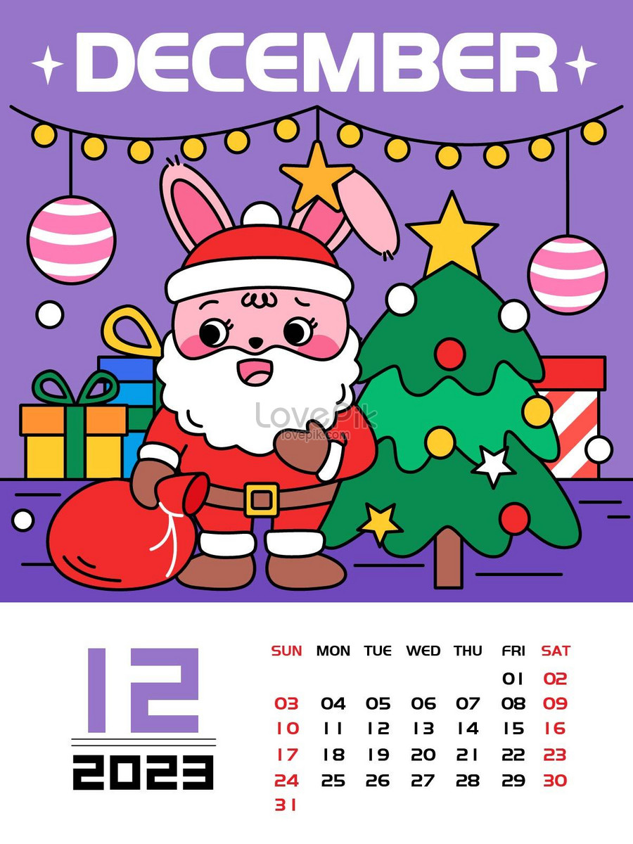 A O Del Conejo Calendario Diciembre Ilustraci N Plana Psd