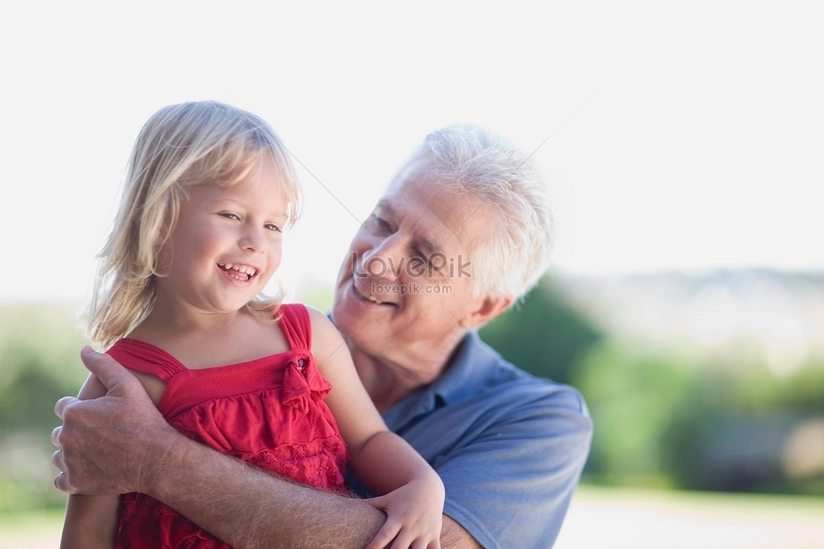 Nake teen girl with grand father