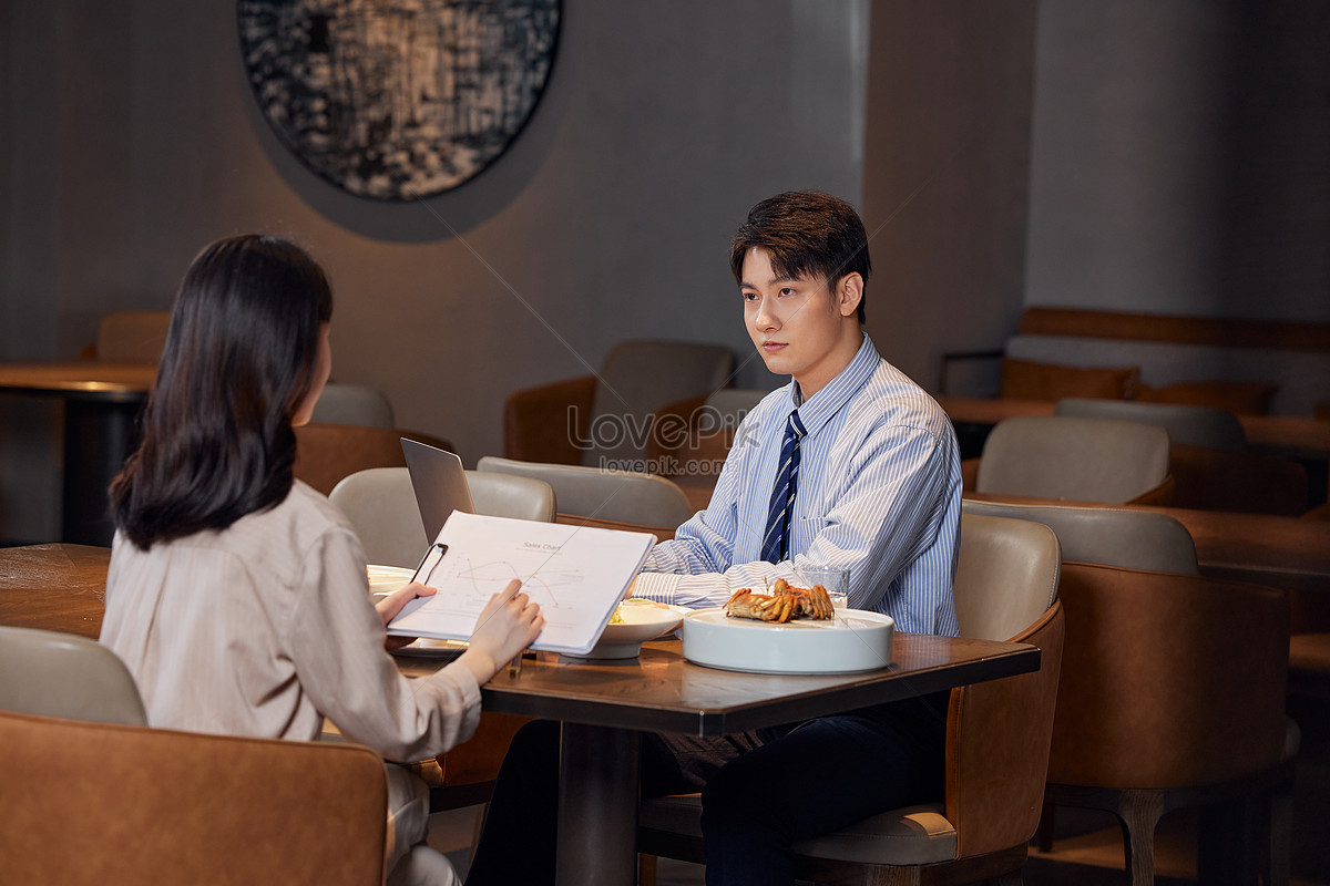 Business People Discussing Work In Hotel Restaurant Picture And HD