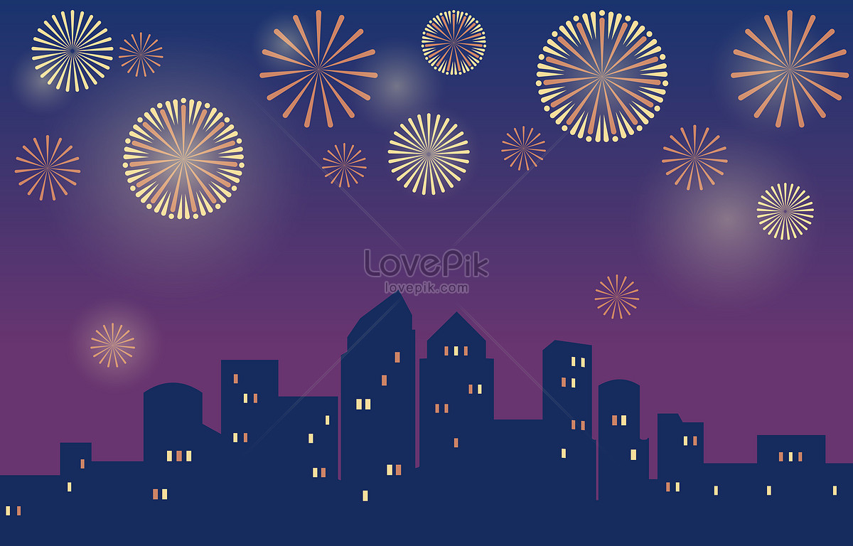 Happy New Year With Fireworks In City Background Download Free | Banner  Background Image on Lovepik | 450055444