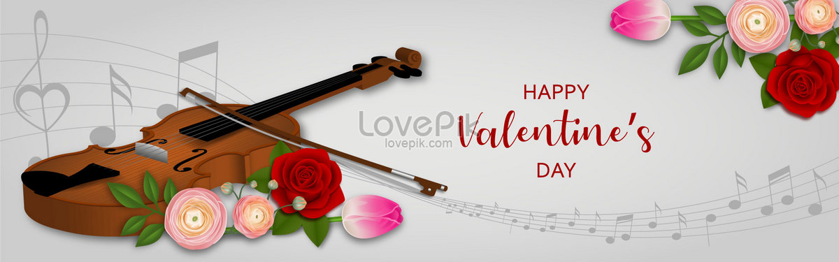 Valentines Day With Violin And Flowers Banner Background Download Free | Banner  Background Image on Lovepik | 450059085