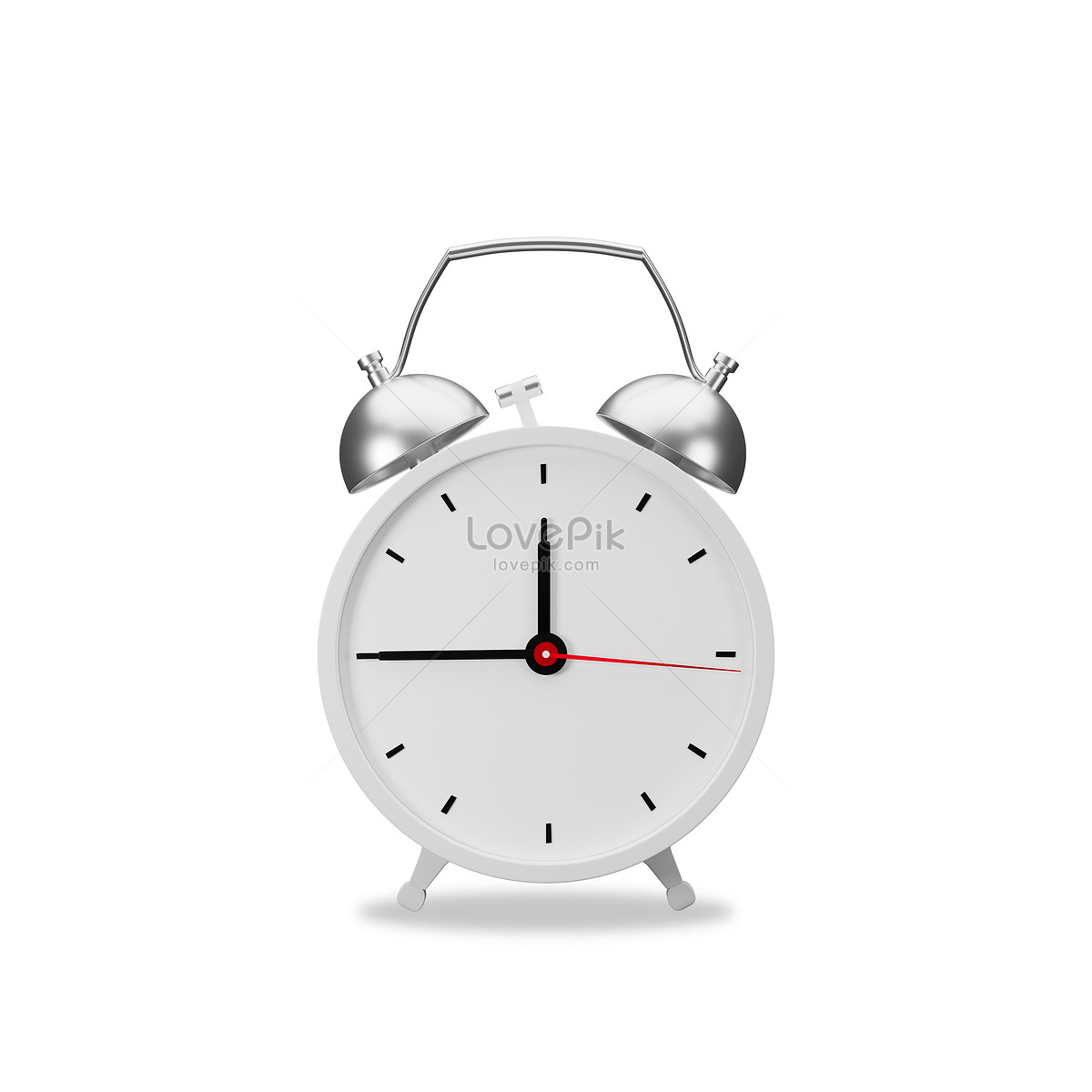 3d реалистичные часы будильника время классики просыпаться вверх белый цвет  на белом фоне изображение_Фото номер 480008341_JPG Формат  изображения_ru.lovepik.com