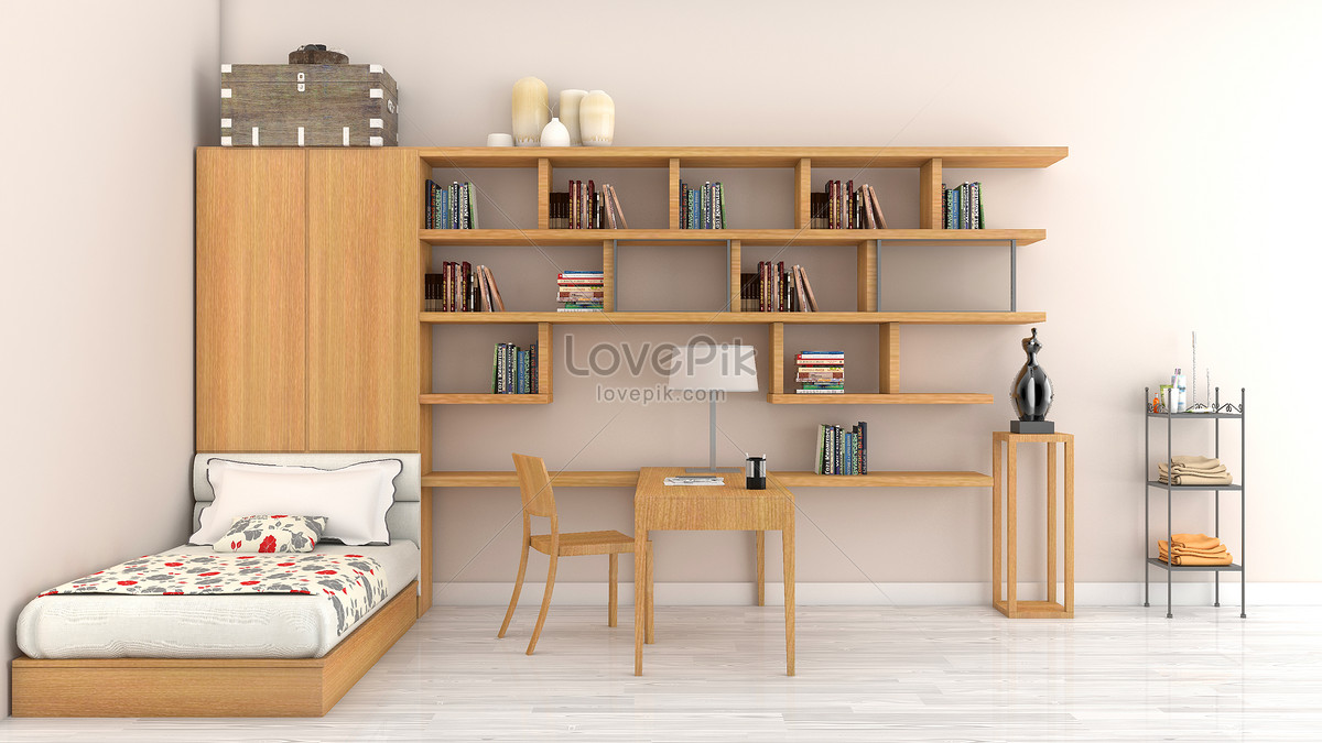 Simple And Fresh Study Bedroom Indoor Home Background Picture And HD Photos  | Free Download On Lovepik