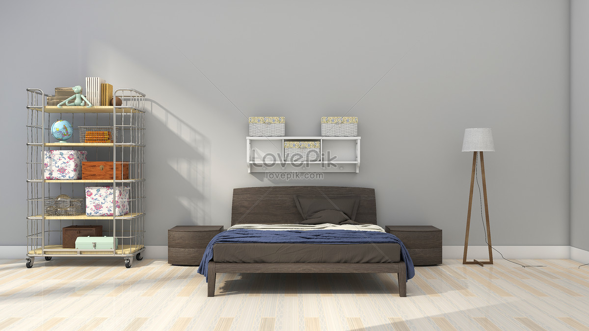 Simple Modern Bedroom Grey Interior Home Background Picture And HD Photos |  Free Download On Lovepik