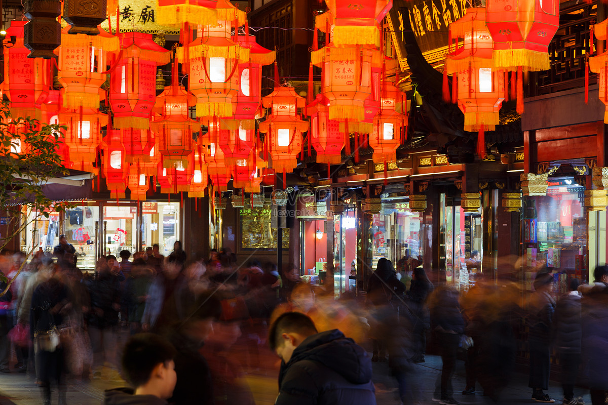 The Night View Of The Chinese New Years New Years Spring Festi Picture ...