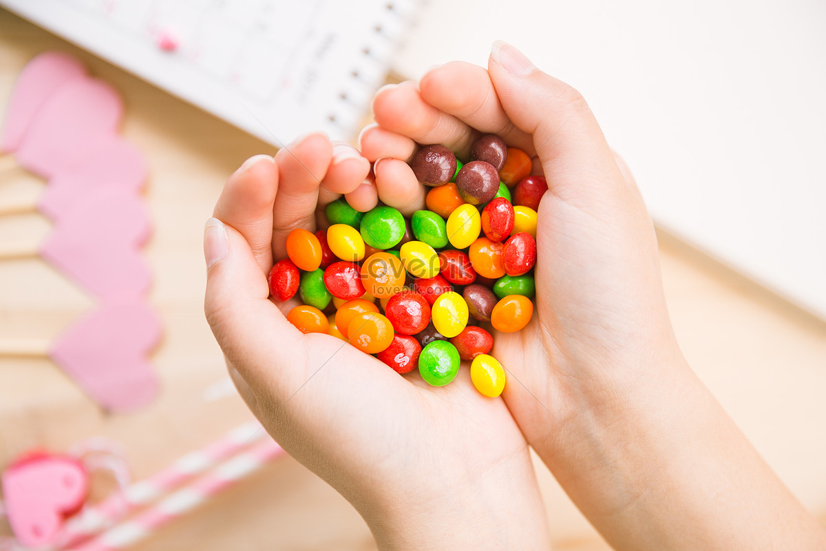 Sfondo di caramelle a forma di cuore per San Valentino Foto stock