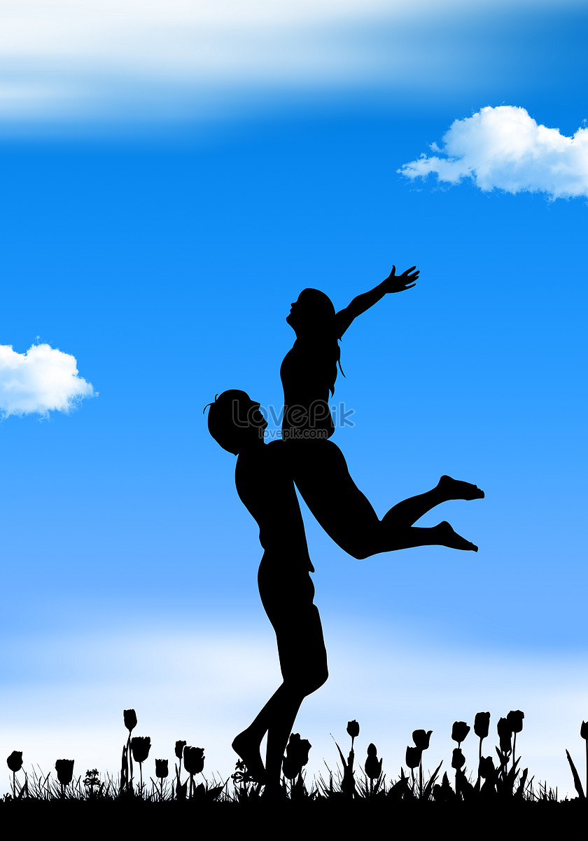 Silhouette Lovers Under The Blue Sky Picture And HD Photos | Free Download  On Lovepik