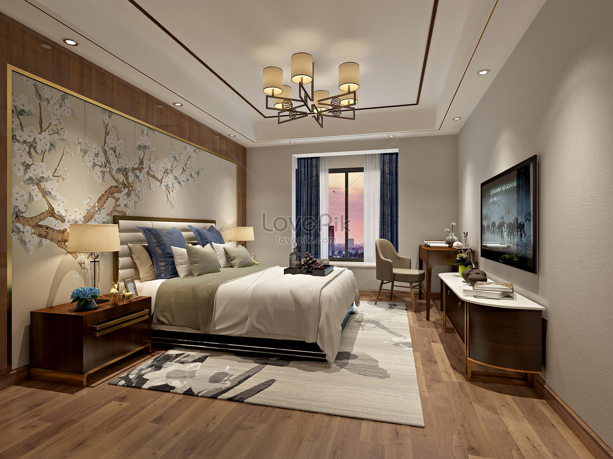 New Chinese Style Bedroom Interior Design Effect Map Picture And HD ...