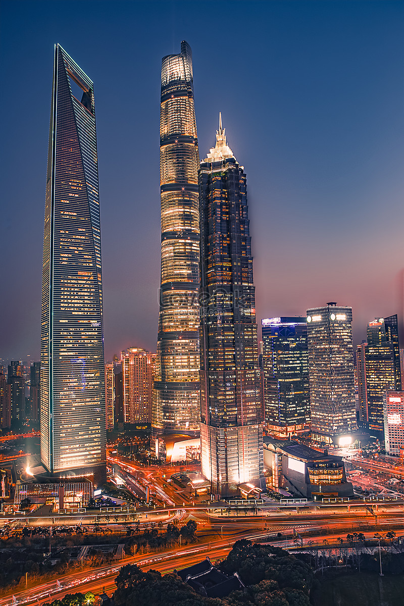 Three Pieces Of Shanghai Landmark Night View Picture And Hd Photos 