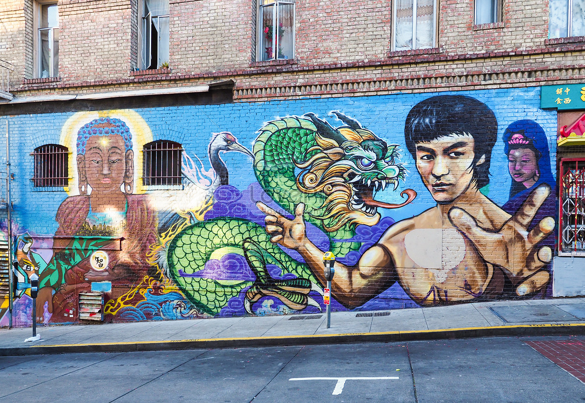 Bruce Lee Graffiti Of Chinatown In San Francisco Picture And HD Photos |  Free Download On Lovepik