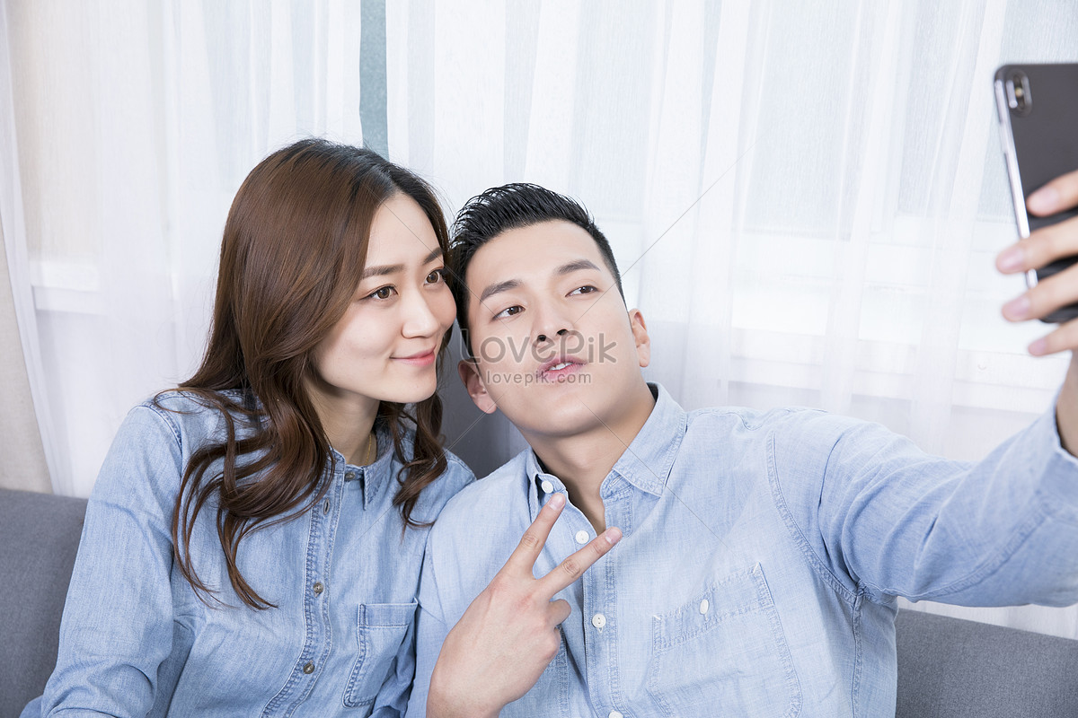 Happy Young Couple Kissing Pose Selfie Stock Photo 1019057590 | Shutterstock