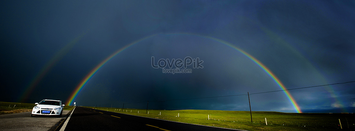 double rainbows in qinghais journey stock pictures.  & images