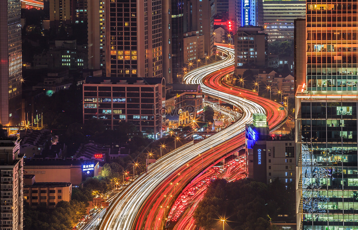 The Night View Of The Meandering Viaduct In Shanghai Picture And HD ...