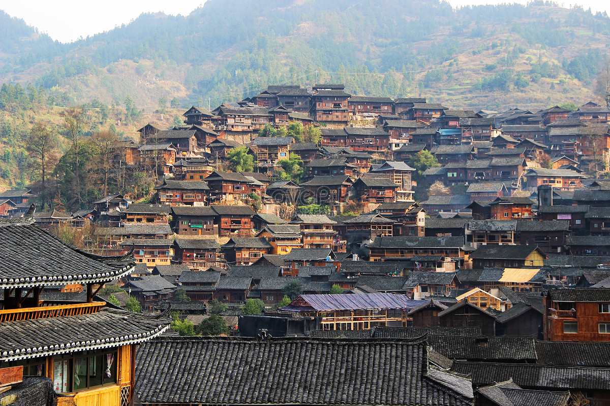 Thousands Of Miao Village In Xijiang In Southeast Guizhou Picture And ...