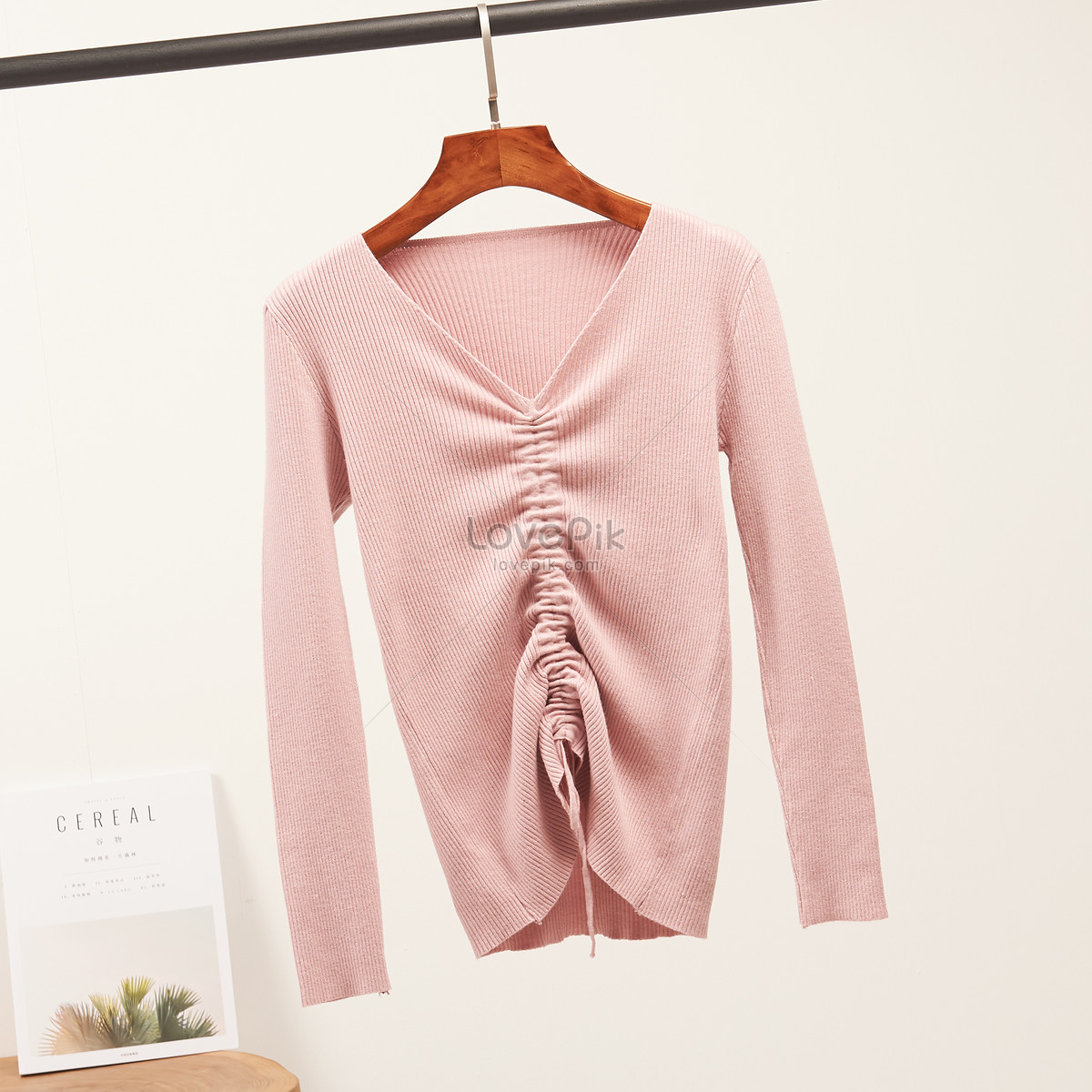 Slim V Collar Lady Sweater Picture And HD Photos | Free Download On Lovepik