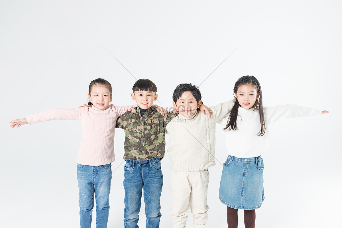 Happy Children Shoulder To Shoulder Picture And HD Photos | Free ...