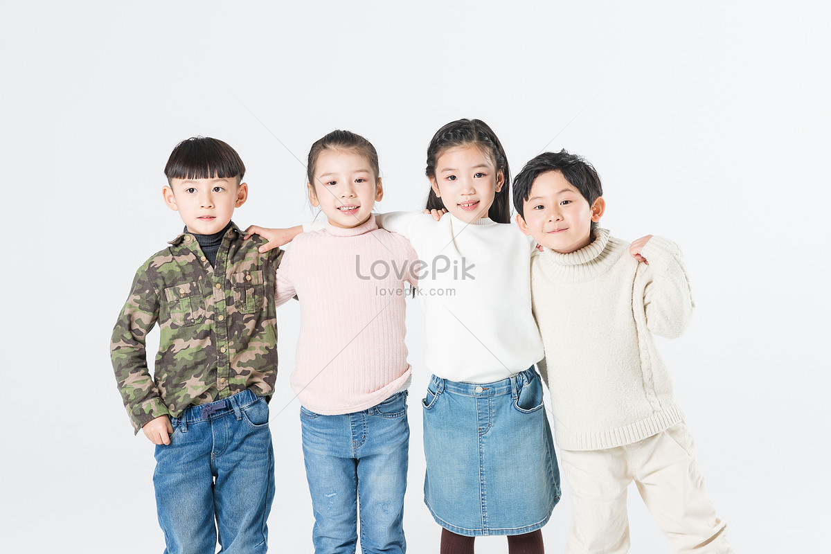 Happy Children Shoulder To Shoulder Picture And HD Photos | Free ...