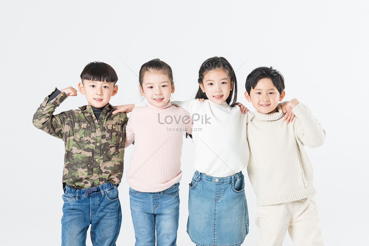 Happy Children Shoulder To Shoulder Picture And HD Photos | Free ...