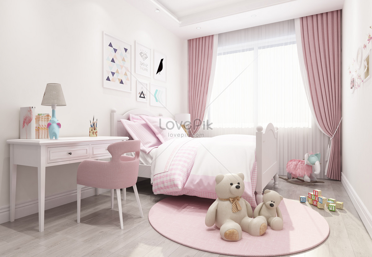Nordic Style Childrens Room Bedroom Interior Design Renderings Picture ...