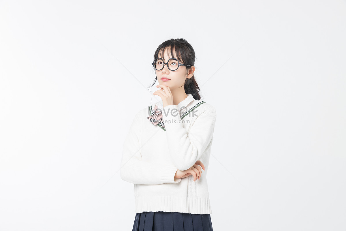 Korean Cute Girl Thinking And Confused Expression creatives images | Download free stock ...