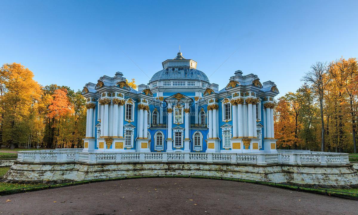 Дом Эрмитажа в саду Екатерининского дворца в Санкт-Петербурге  изображение_Фото номер 501084271_JPG Формат изображения_ru.lovepik.com