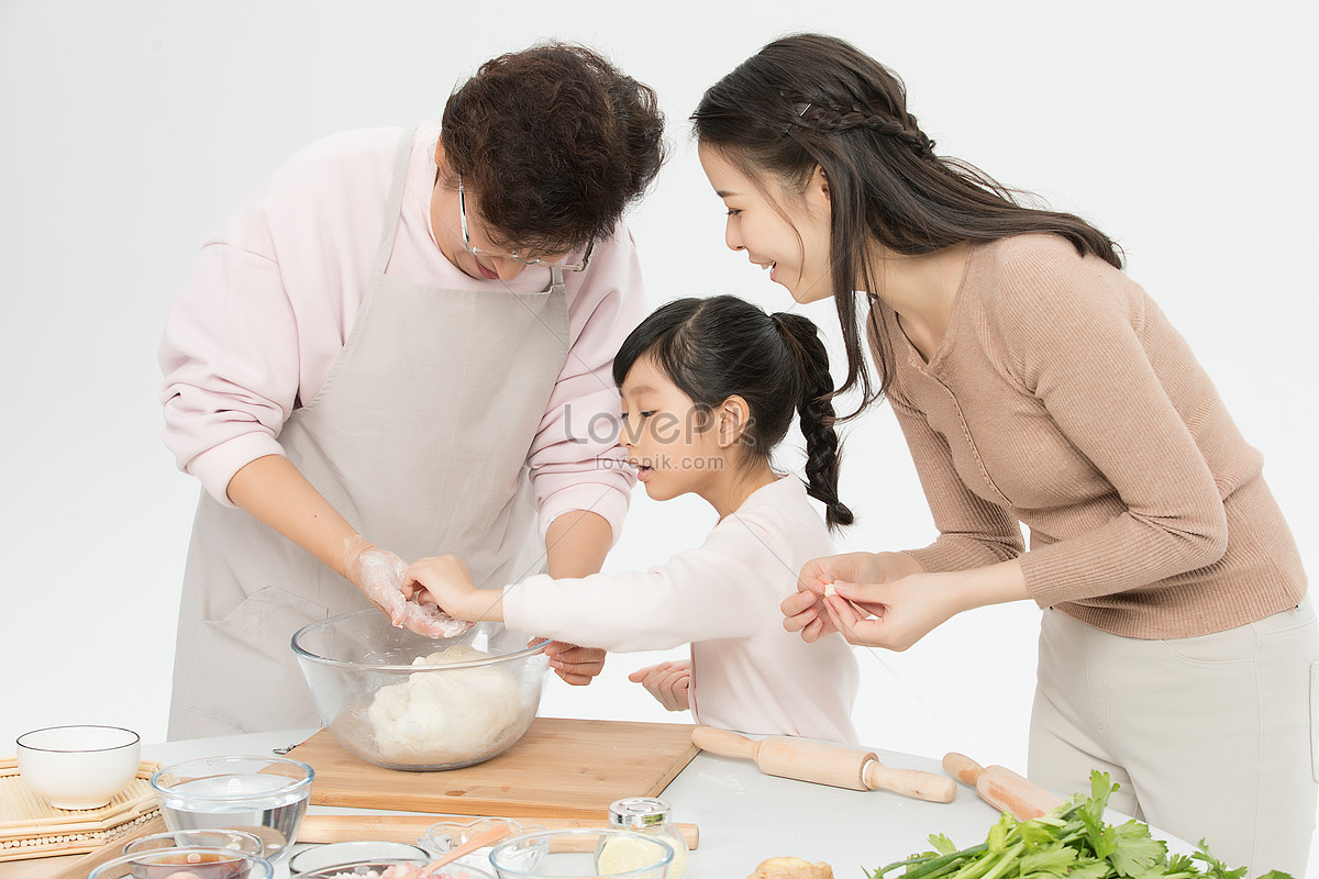 Making family. Family making Dumplings.