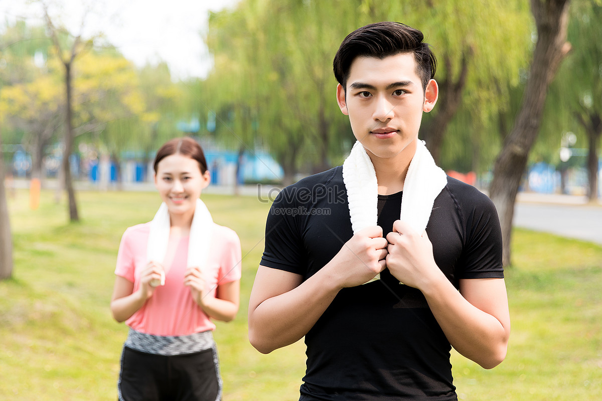 Young Men And Women In Morning Exercises Picture And HD Photos | Free ...