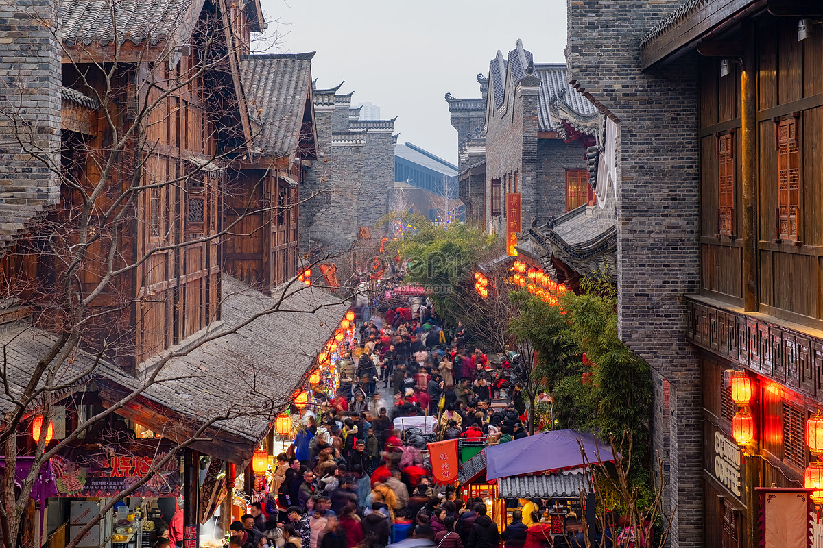 The Bustling Crowd At The Spring Festival Temple Fair Picture And HD ...