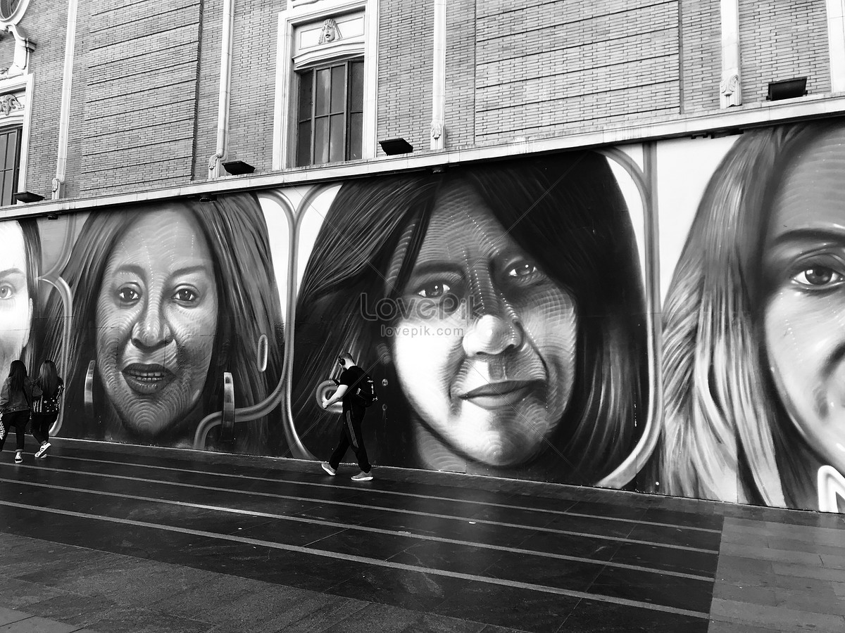 graffiti black and white faces