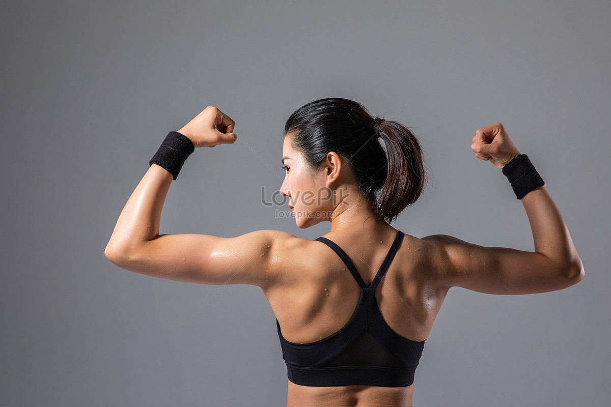 Fit Topless Woman Showing Back Muscles Shot From Behind Stock Photo,  Picture and Royalty Free Image. Image 17482537.