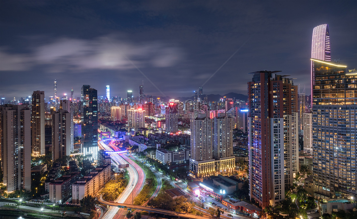 City Night View Of Luohu District, Shenzhen City, Guangdong Prov ...