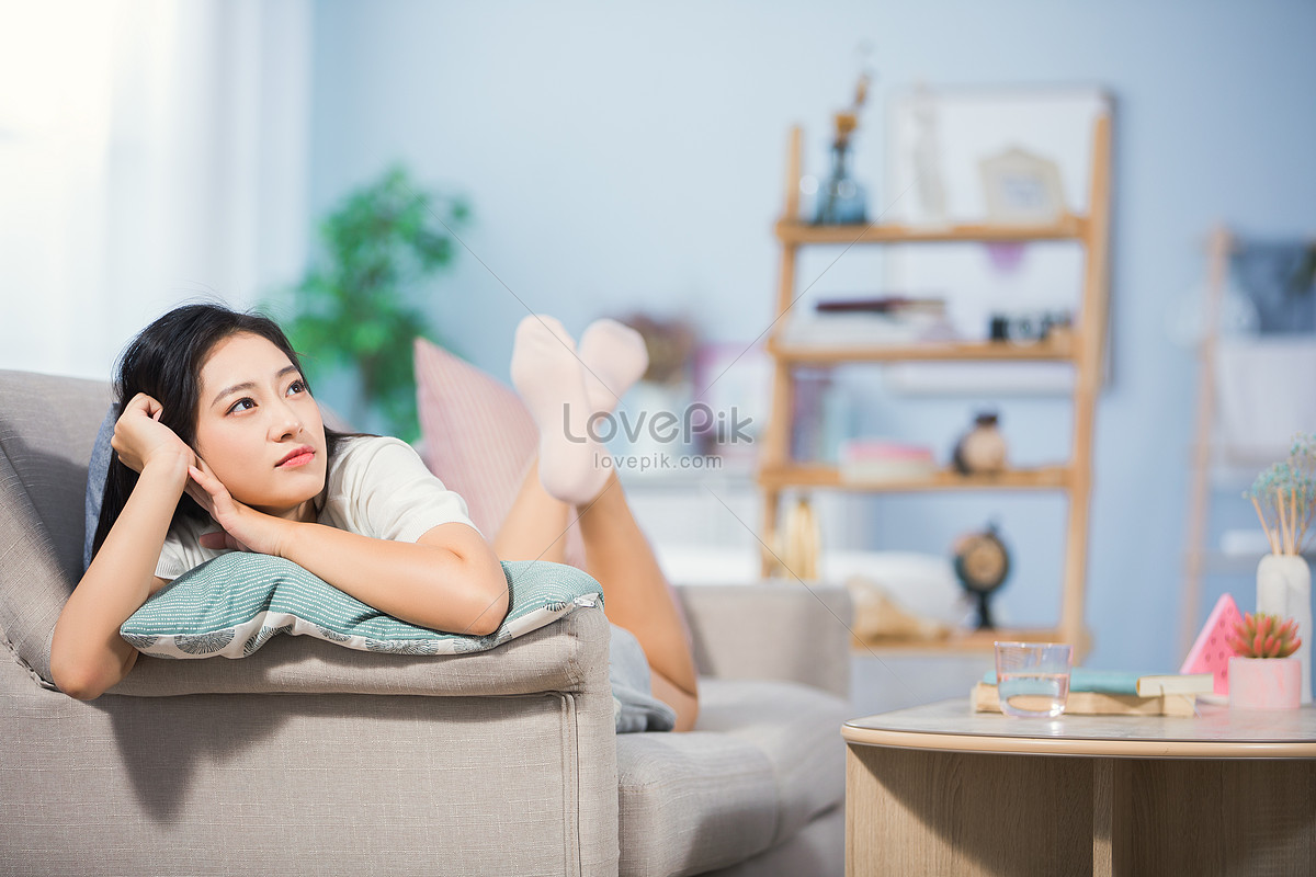 Female Kneeling On The Sofa Picture And Hd Photos Free Download On