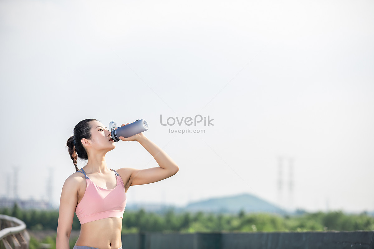 Sport Girl Drink Water After Exercise Stock Photo, Picture and