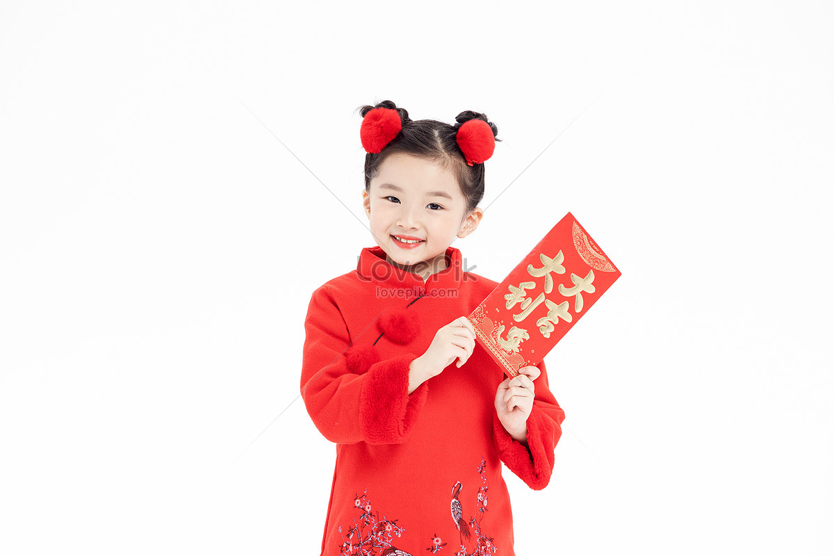 Chinese New Year Girl Happy Holding Red Envelope Picture And HD Photos ...