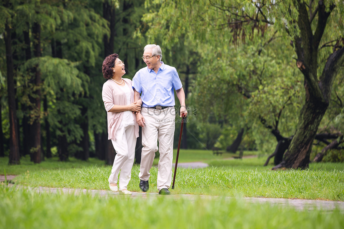 Elderly Couple Walking Outdoors In The Morning Picture And HD Photos ...