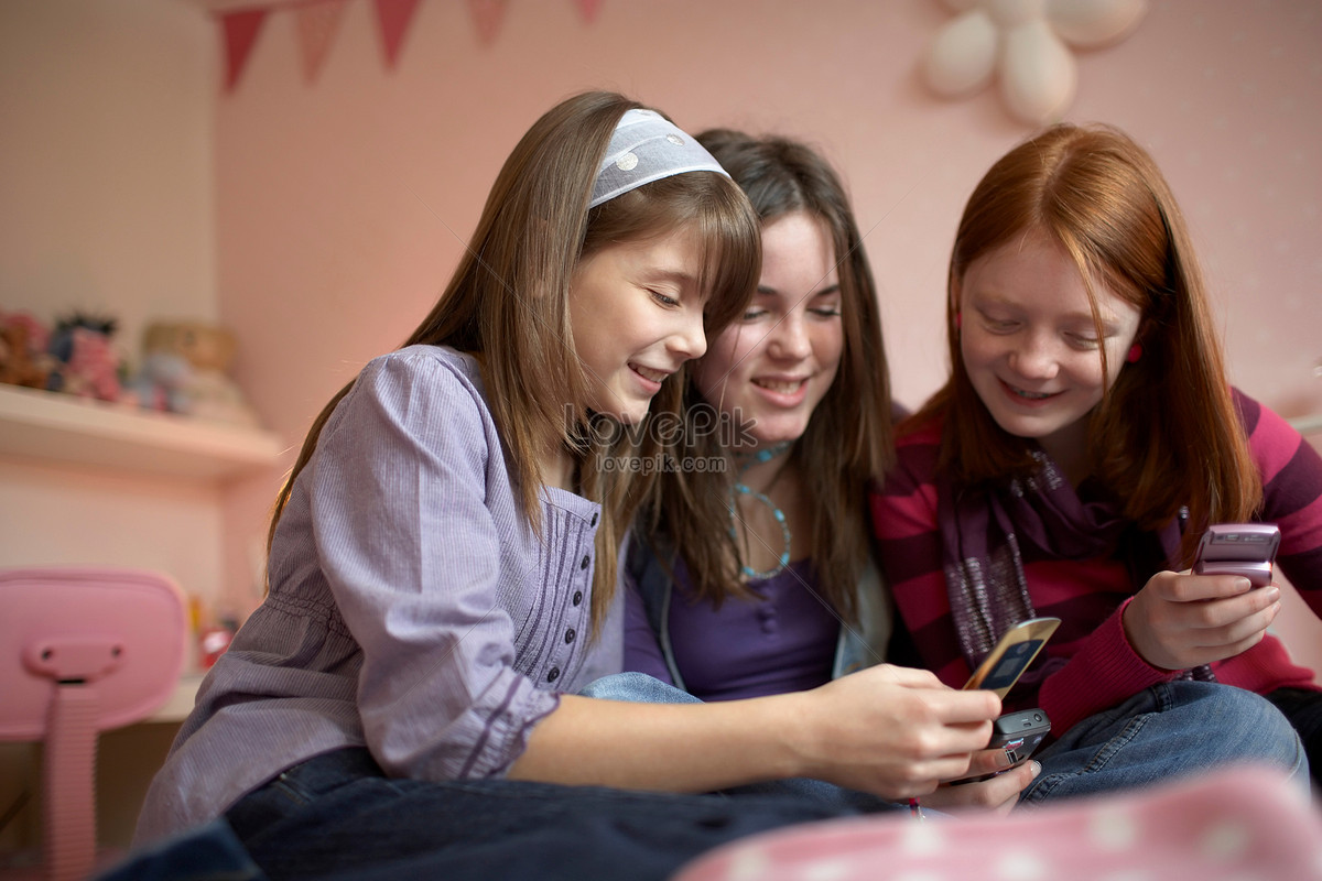 Teenage girl playing with mobile phone, look, person, cellphone HD Photo. 