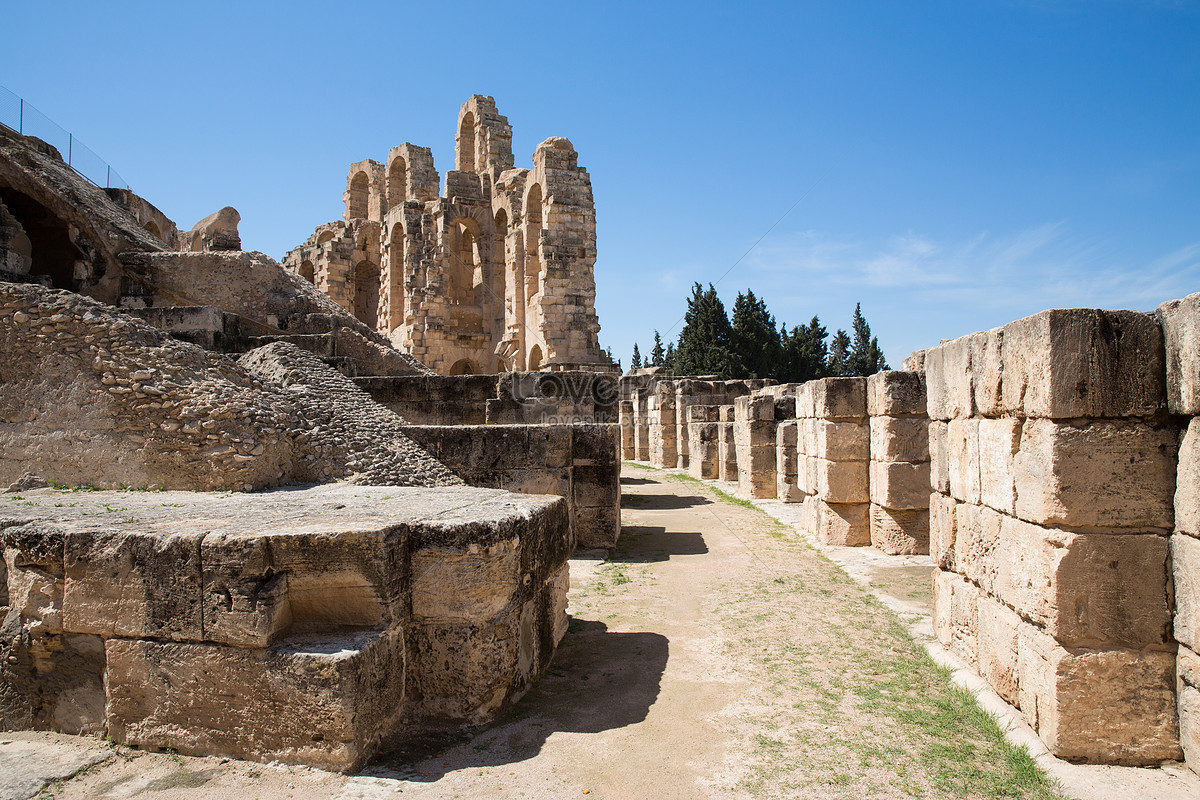 Detail Of The Ruins Of The El Jem Amphitheater In Tunisia Picture And ...