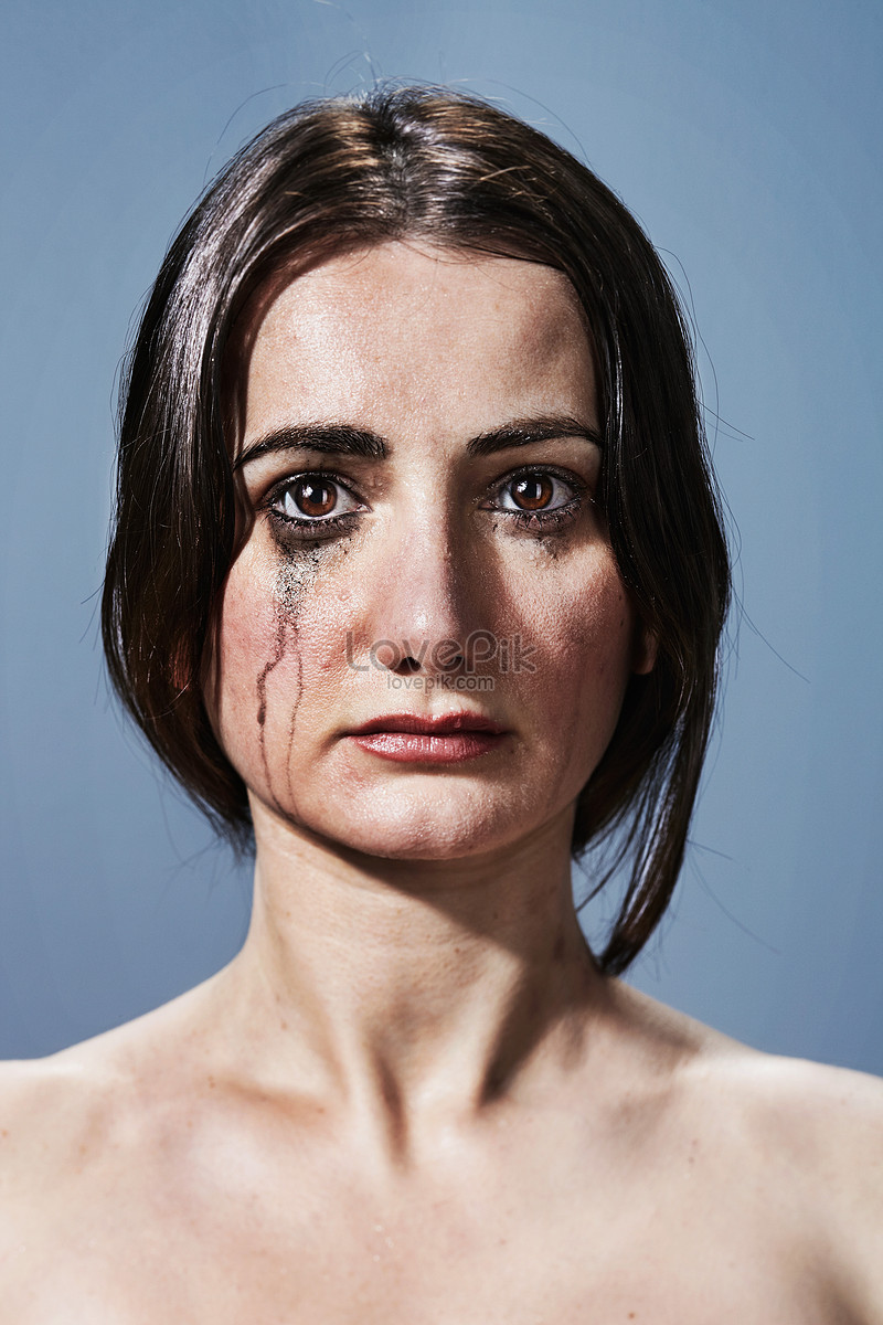Woman Crying With Cosmetic Smudges On Her Face Picture And Hd Photos Free Download On Lovepik