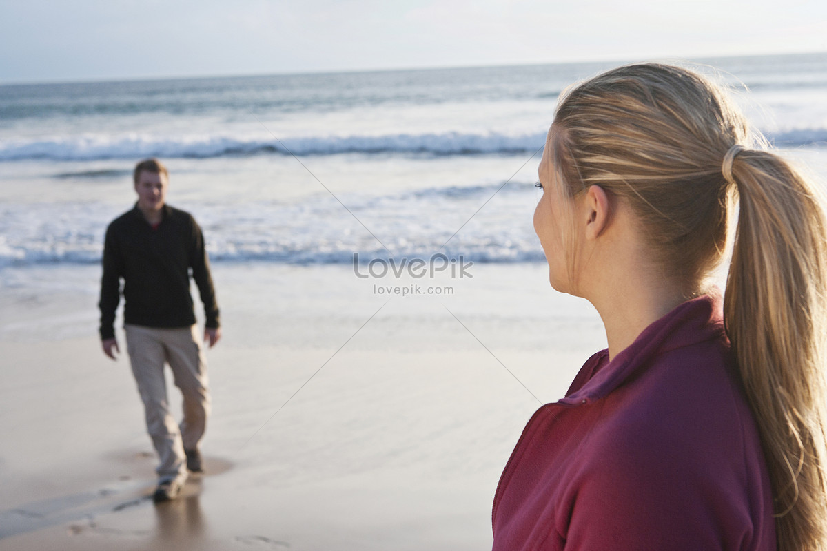 Young Couple Meet At The Beach Picture And Hd Photos Free Download On