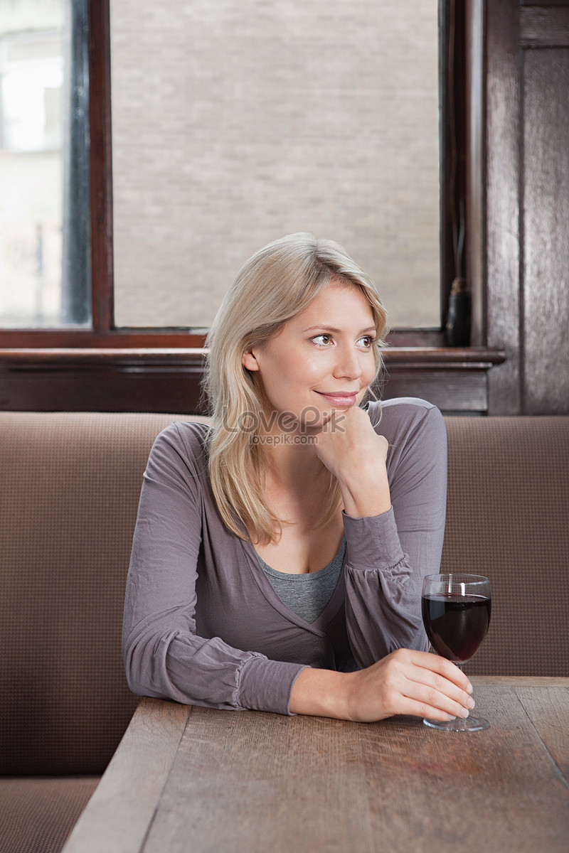 Young Woman Drinking Red Wine In A Bar Picture And HD Photos | Free ...