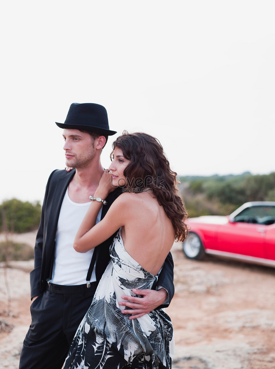 A Couple Standing In Front Of A Classic Car Picture And HD Photos | Free  Download On Lovepik