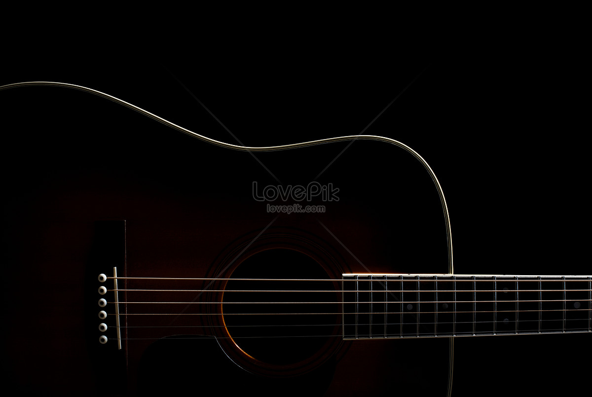 Acoustic Guitar Against Black Background Picture And HD Photos | Free  Download On Lovepik