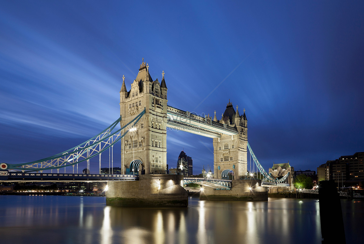 밤에 런던의 타워 브릿지 사진 무료 다운로드 - Lovepik
