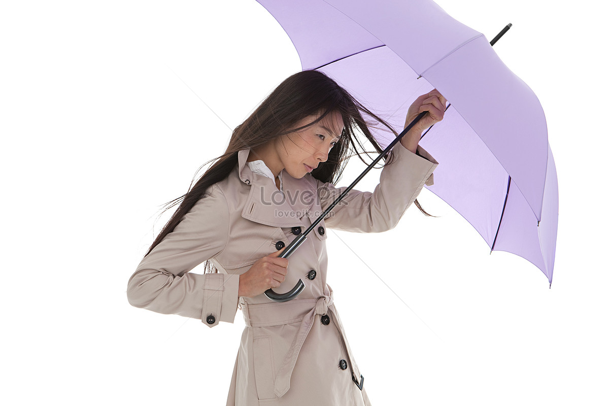 Woman With Umbrella In The Wind Picture And HD Photos | Free Download ...