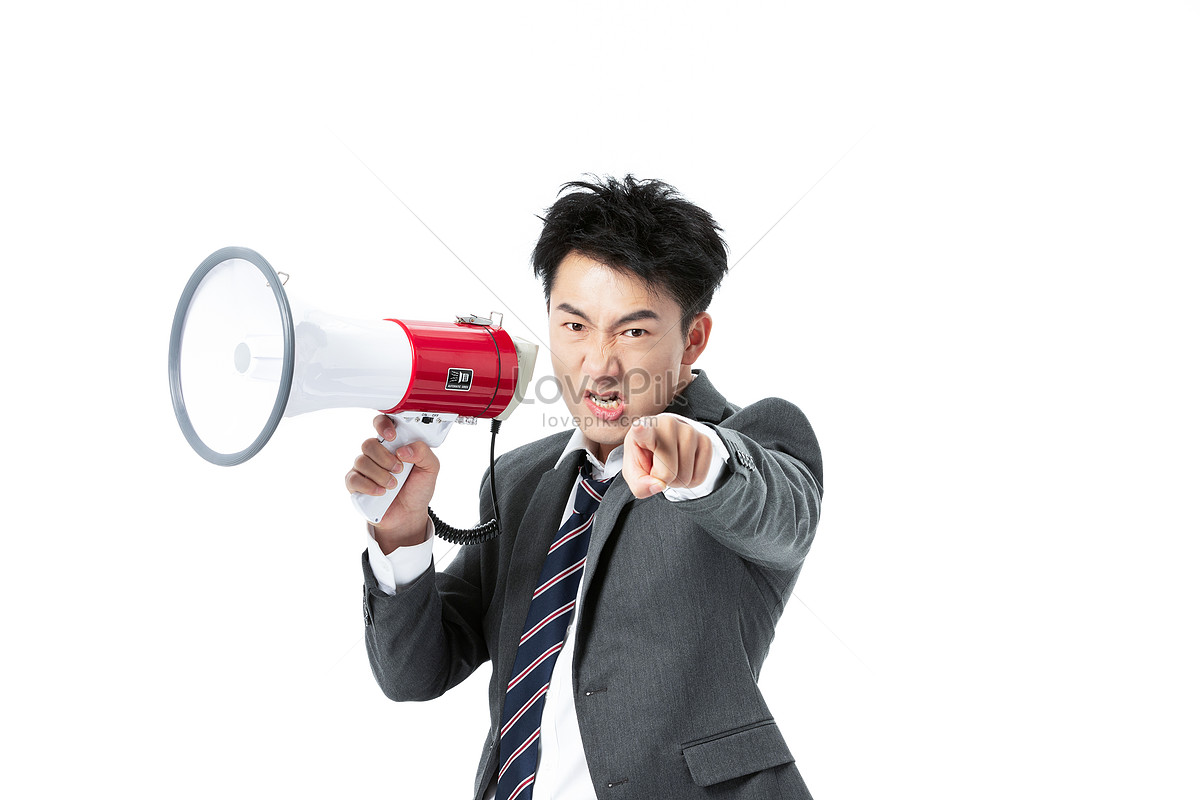 Business Male Talking Loudly With A Horn Picture And HD Photos | Free ...