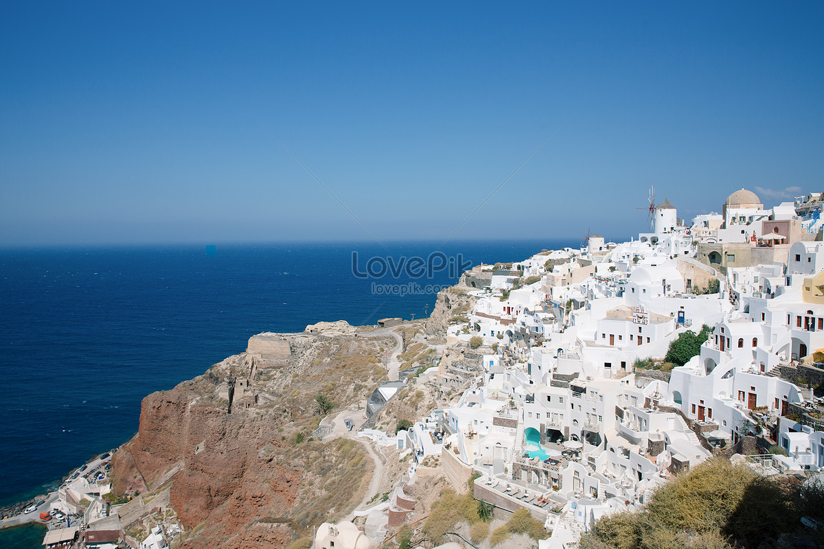 Пейзаж моря любви, Санторини, Греция изображение_Фото номер 501566133_JPG  Формат изображения_ru.lovepik.com