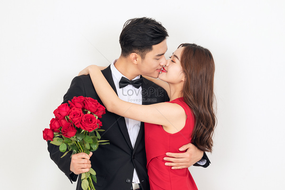 A man giving a rose to his girlfriend on Valentine's Day. Generative AI  33291015 Stock Photo at Vecteezy