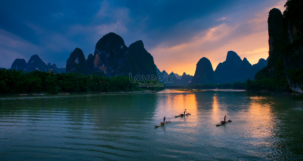 Guilin Landscape Sunset Picture And HD Photos | Free Download On Lovepik