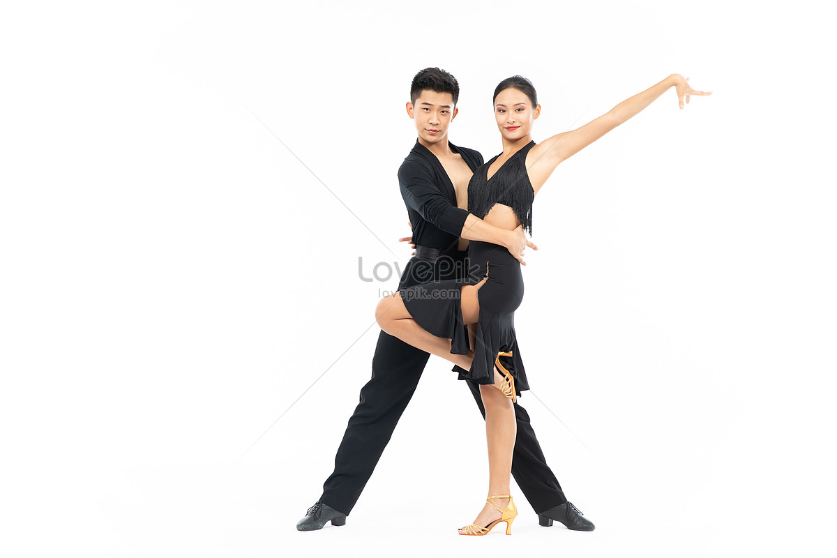 Couple people in pose dancing on white Royalty Free Vector