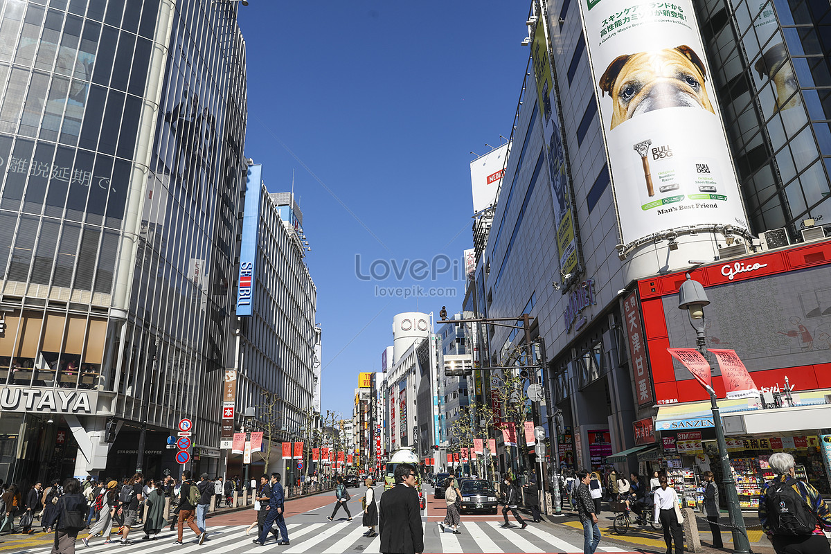 Commercial Road Street View Street View Of Bustling Tokyo Shibuya Commercial Street Picture And Hd  Photos | Free Download On Lovepik